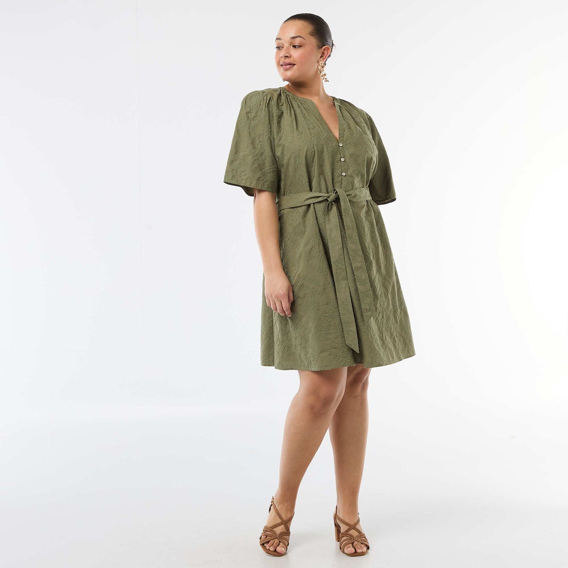 Robe en coton avec broderies anglaises VERT