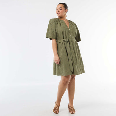 Robe en coton avec broderies anglaises VERT