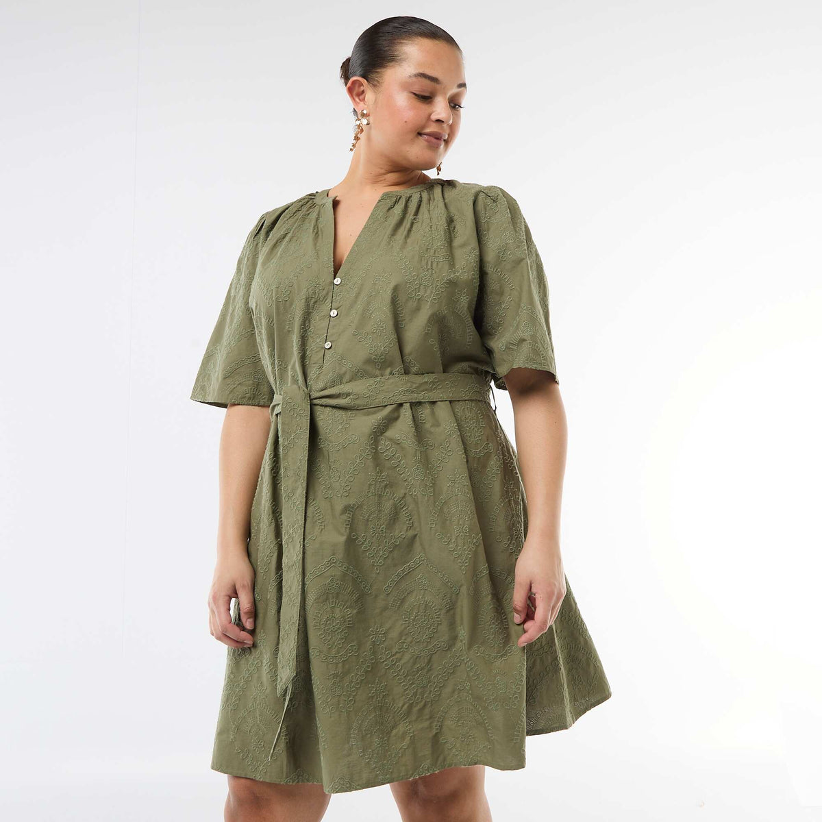 Robe en coton avec broderies anglaises VERT