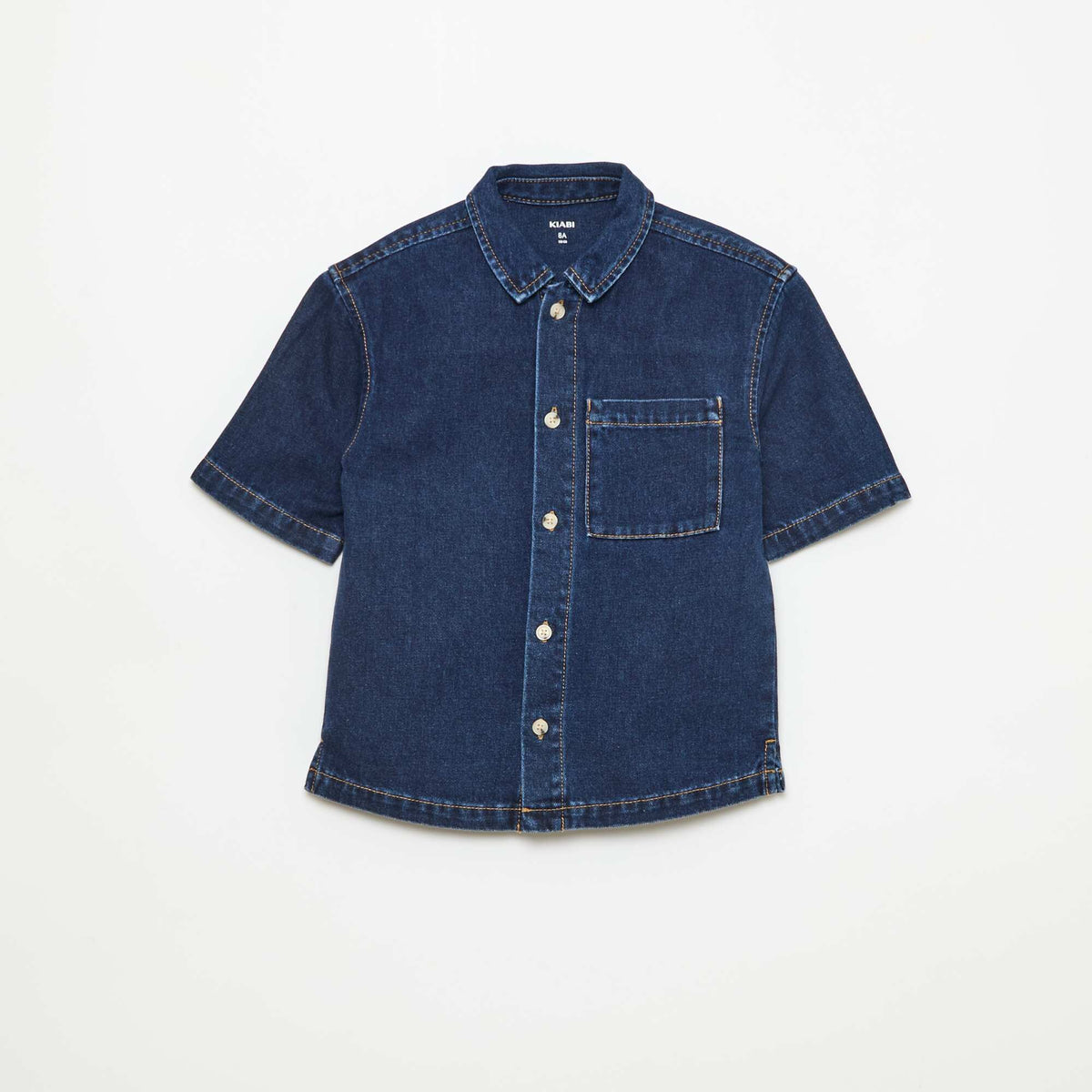 Chemise en jean manches courtes BLEU