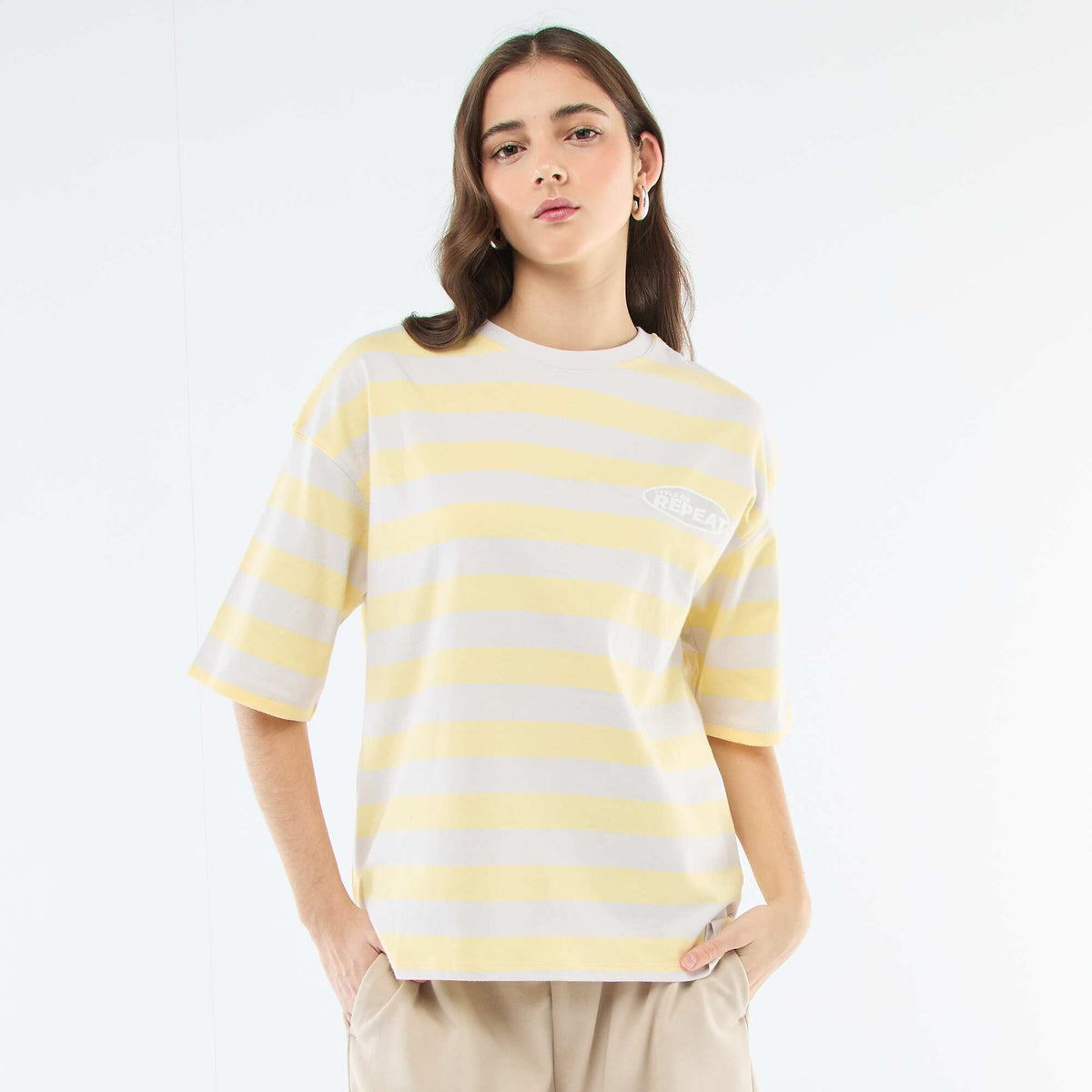 T-shirt à rayures large JAUNE