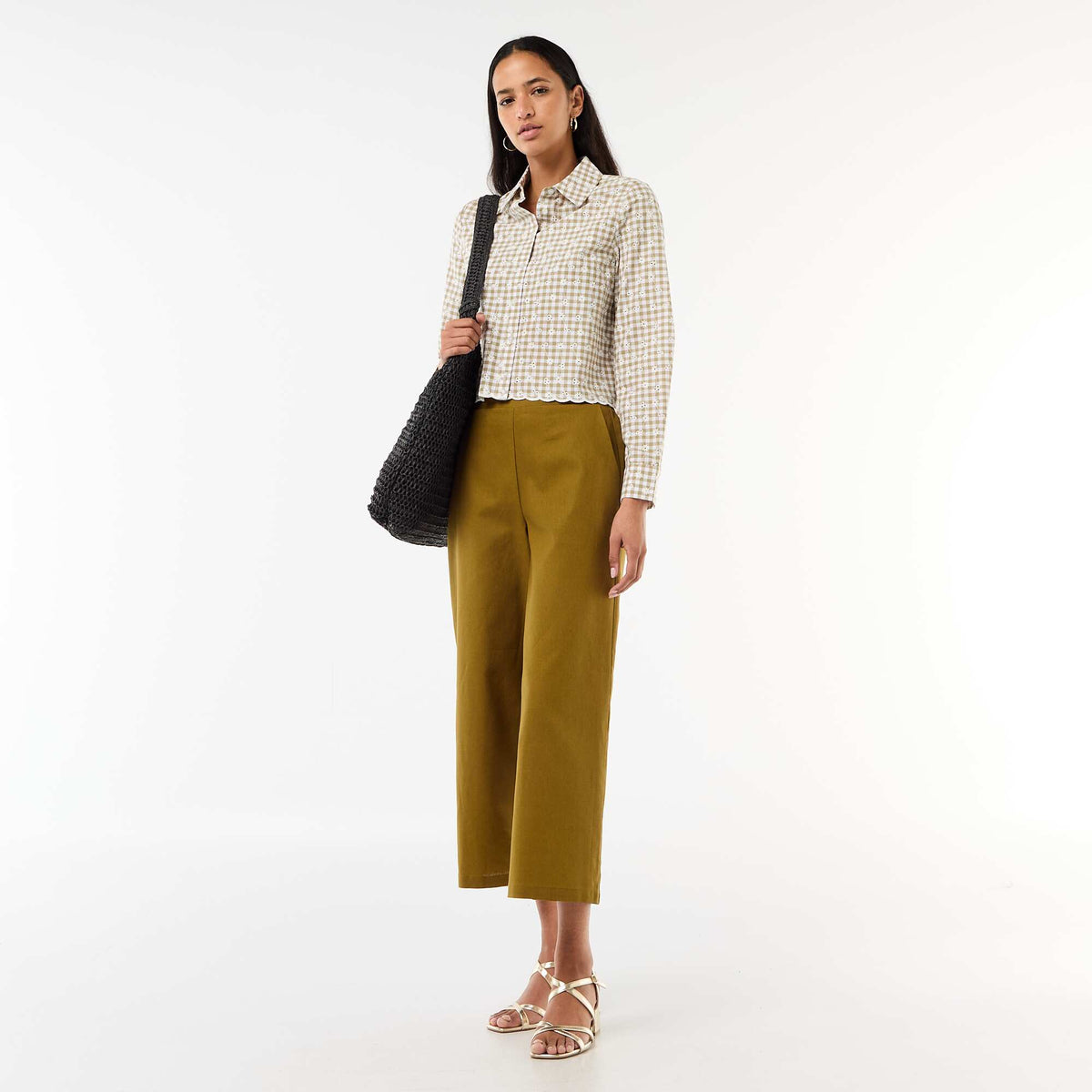 Chemise avec broderies all over VERT