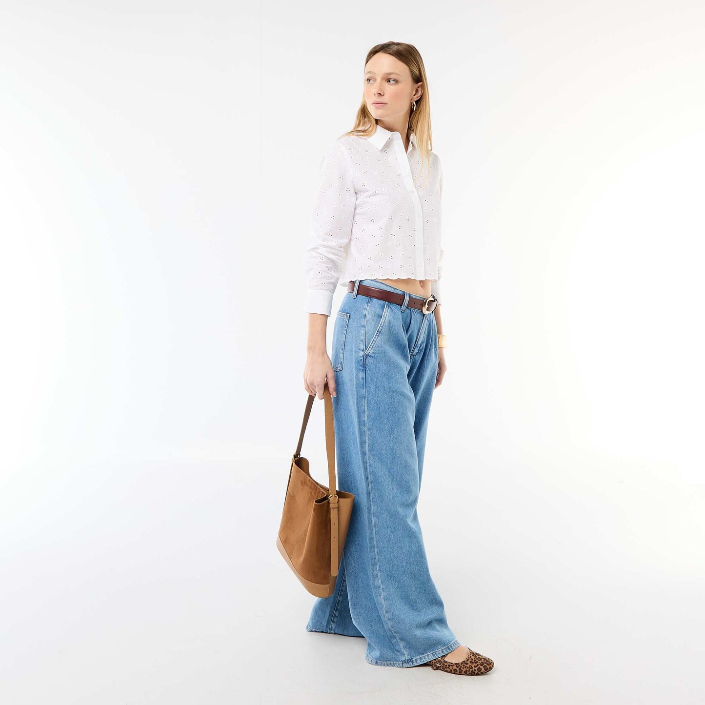 Chemise avec broderies all over BLANC