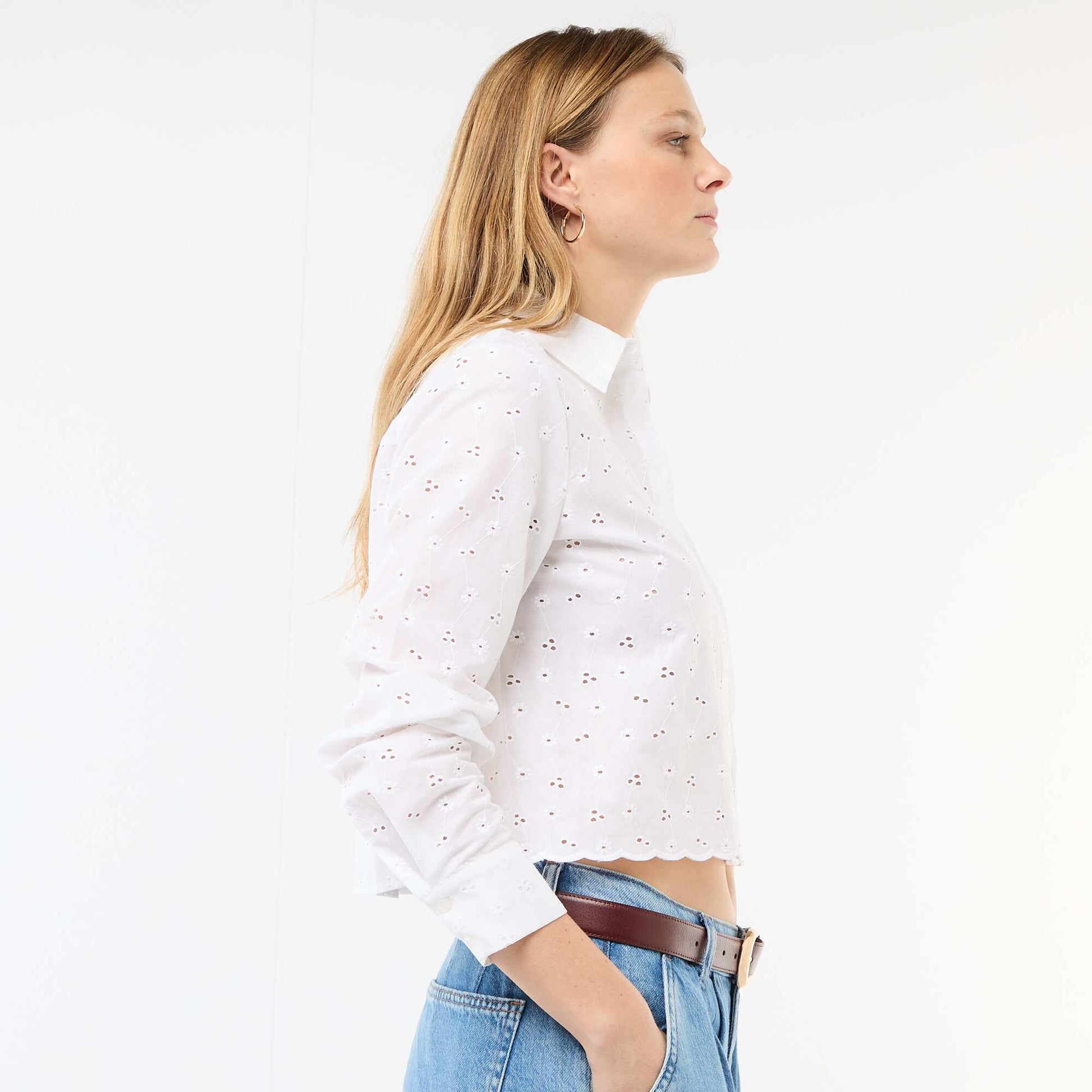 Chemise avec broderies all over BLANC
