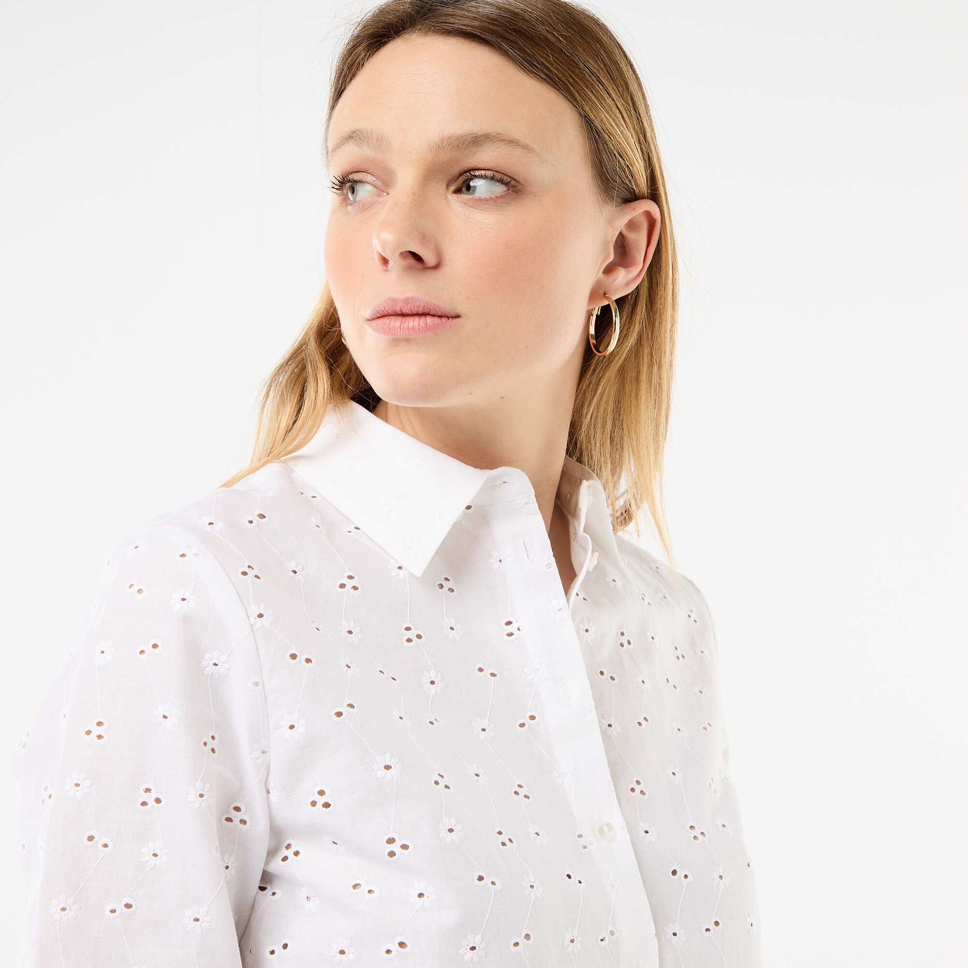 Chemise avec broderies all over BLANC