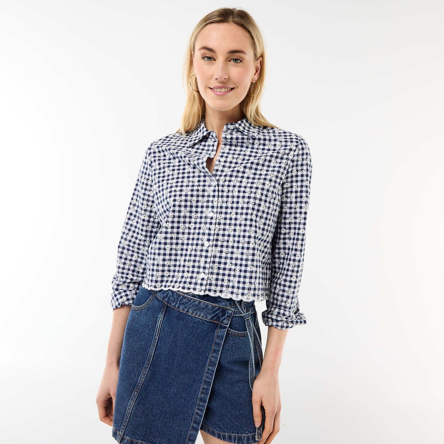 Chemise avec broderies all over BLEU