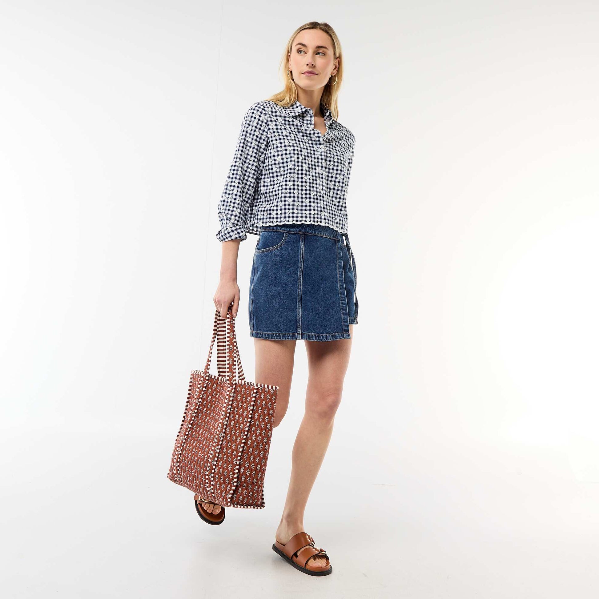 Chemise avec broderies all over BLEU