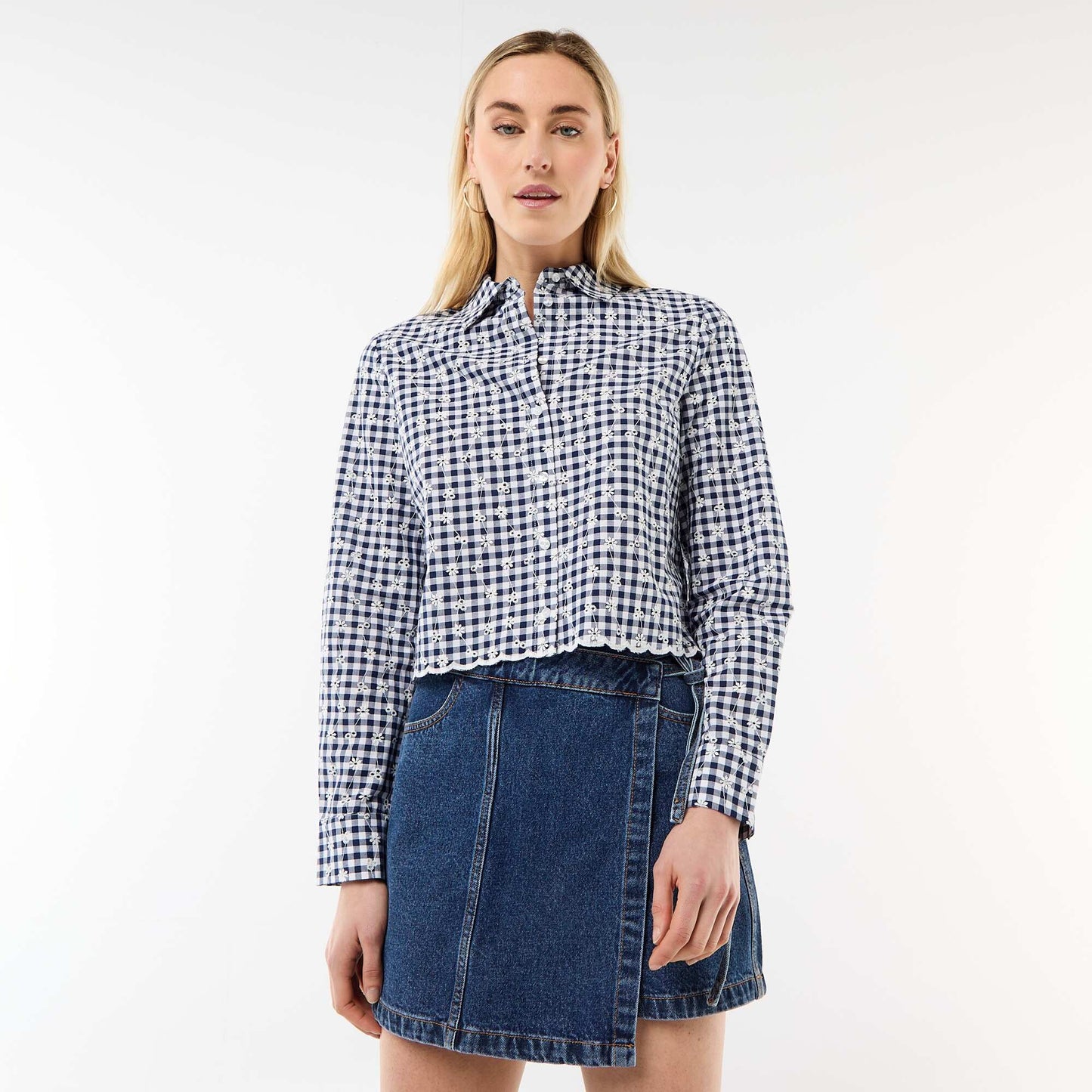 Chemise avec broderies all over BLEU