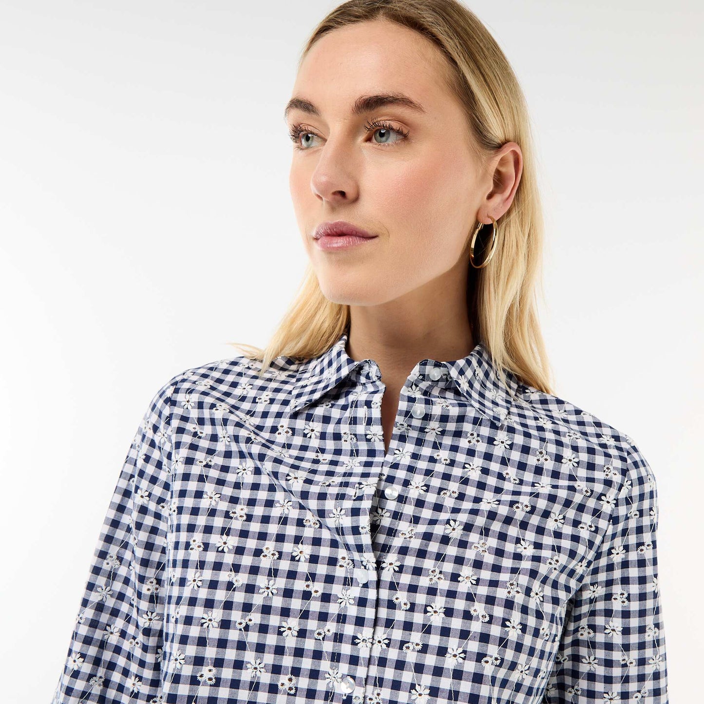 Chemise avec broderies all over BLEU