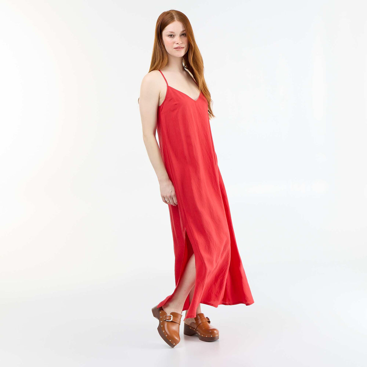 Robe longue fluide ROUGE
