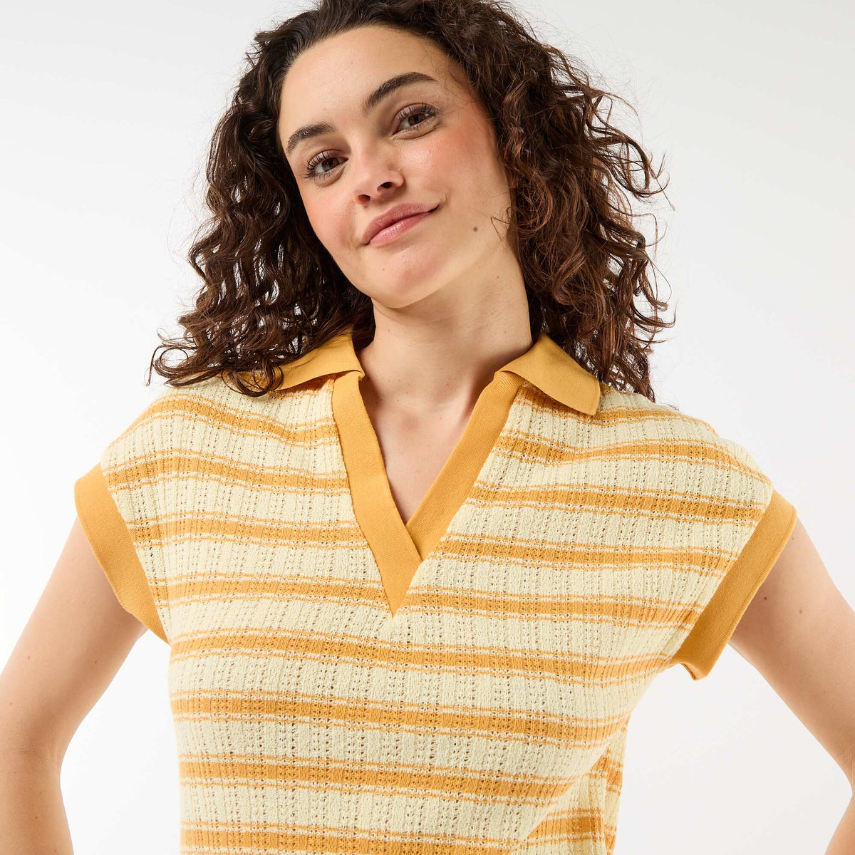 Robe longue col polo JAUNE