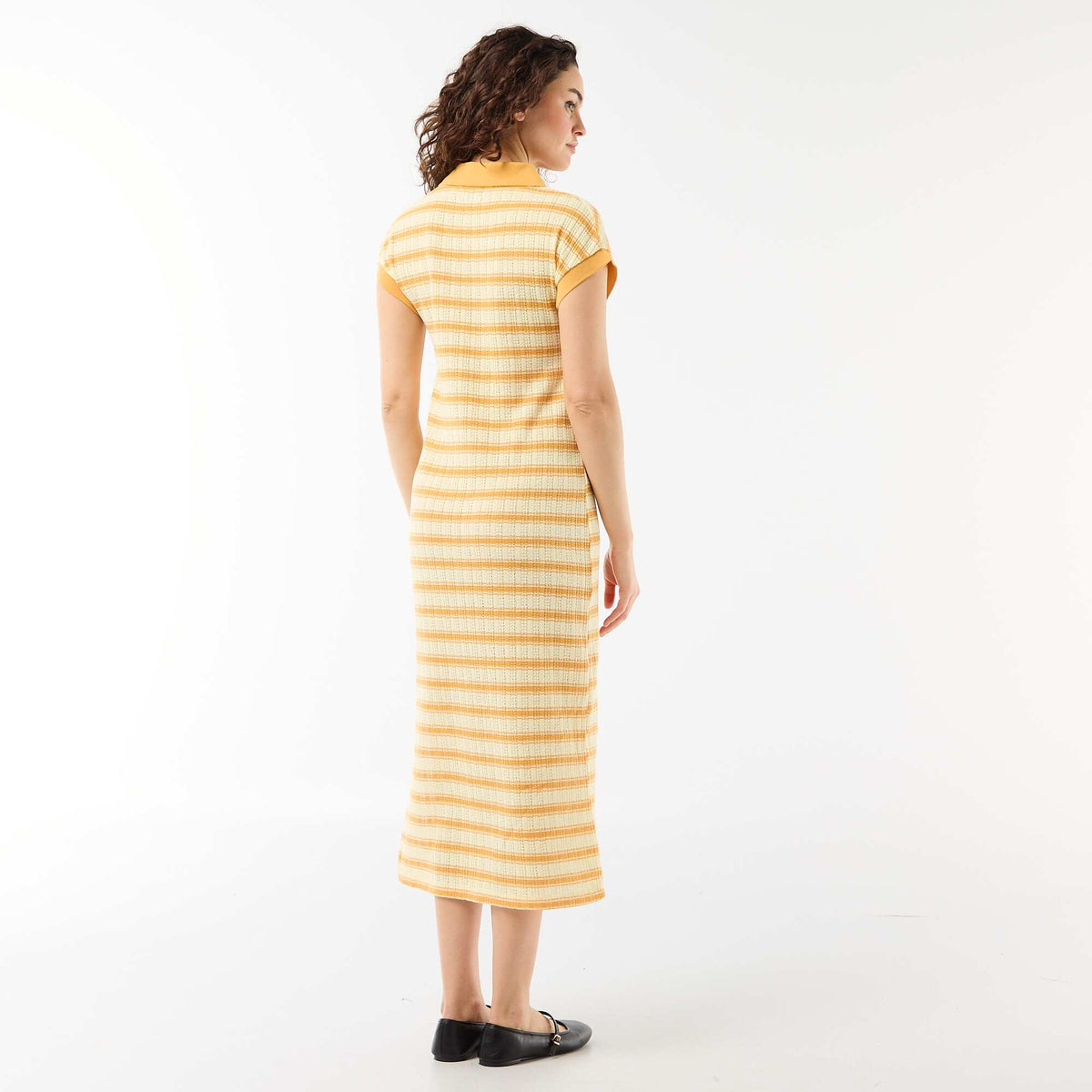 Robe longue col polo JAUNE