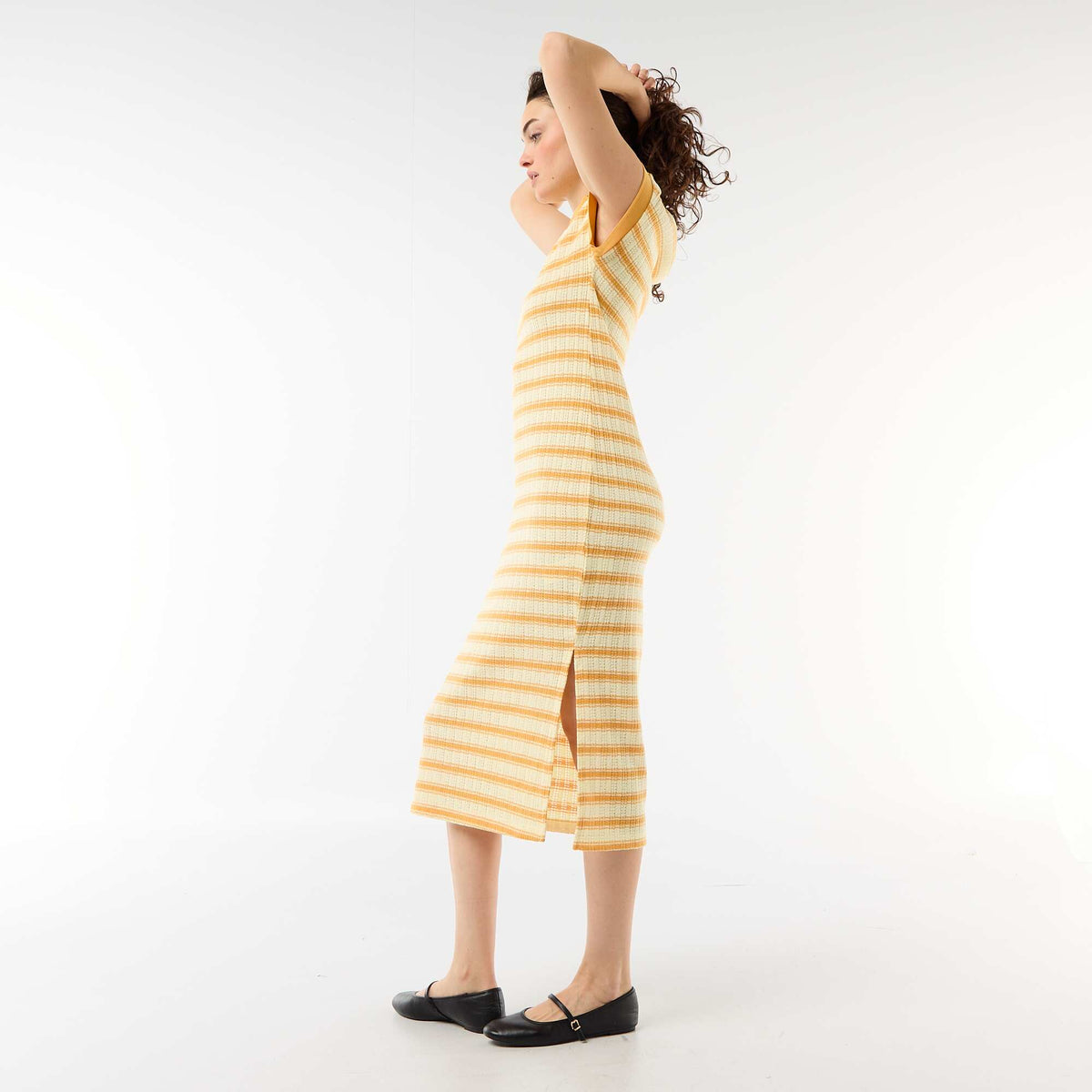 Robe longue col polo JAUNE