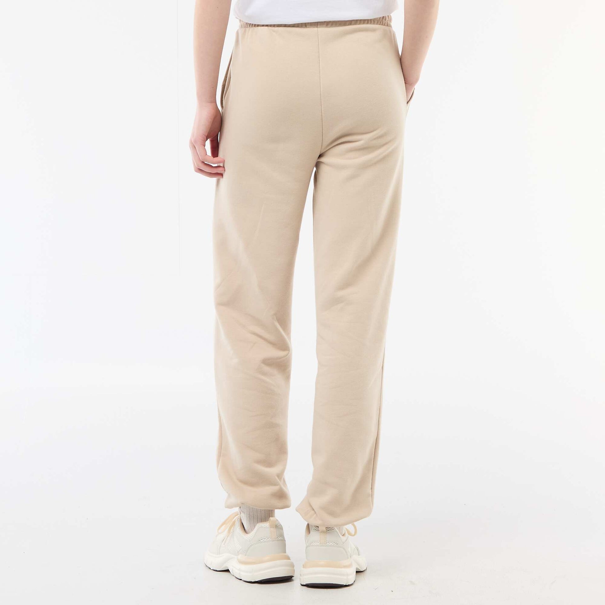 Jogging forme barrel en coton uni BEIGE