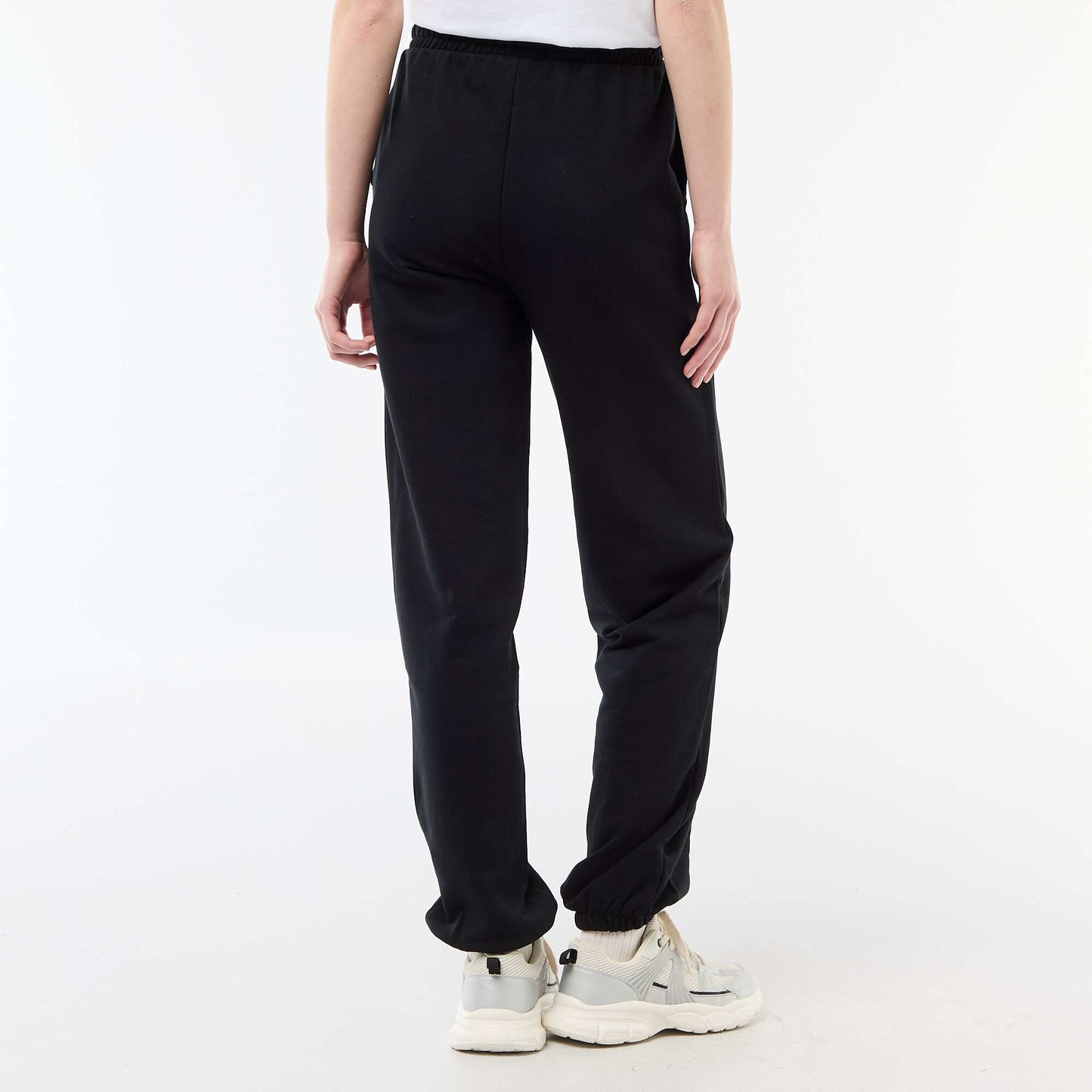 Jogging forme barrel en coton uni NOIR