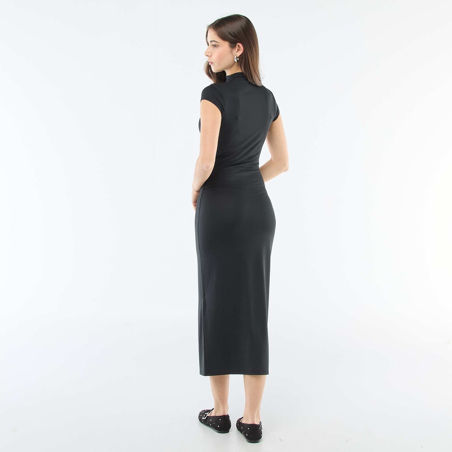 Robe longue effet peau de pêche NOIR