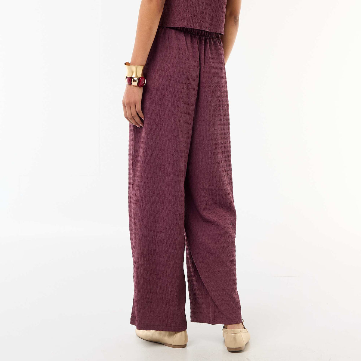 Pantalon large en maille smockée VIOLET