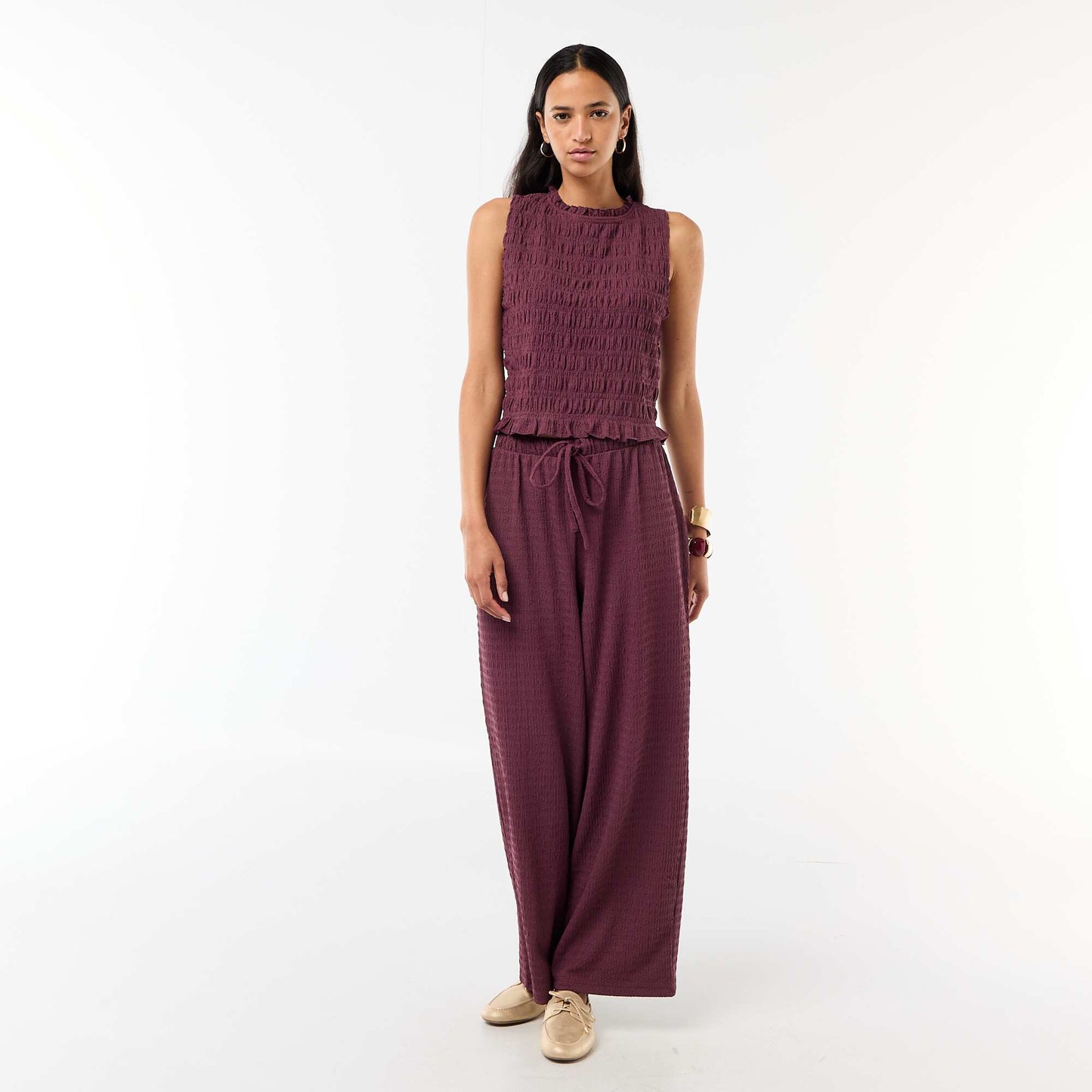 Top smocké sans manches VIOLET