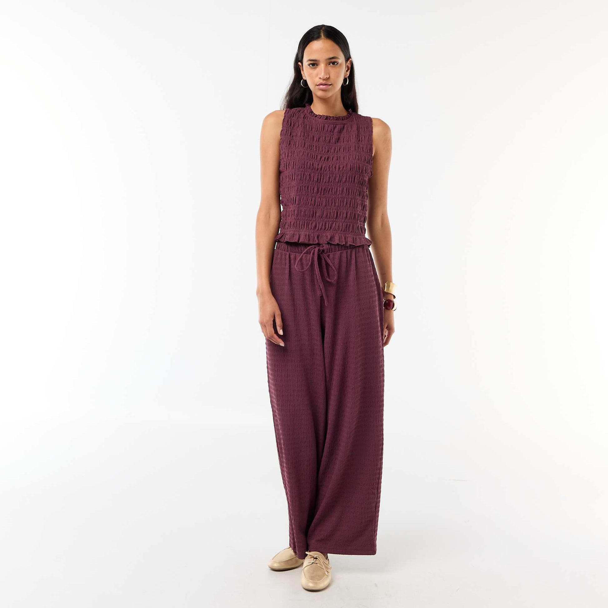 Top smocké sans manches VIOLET