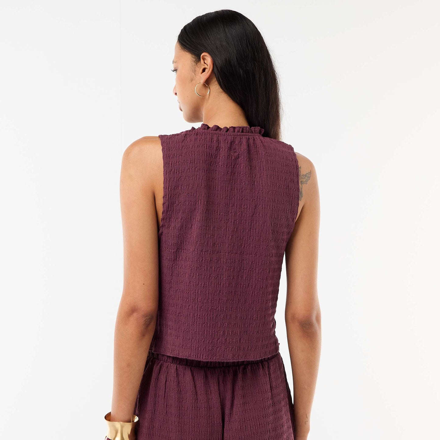 Top smocké sans manches VIOLET