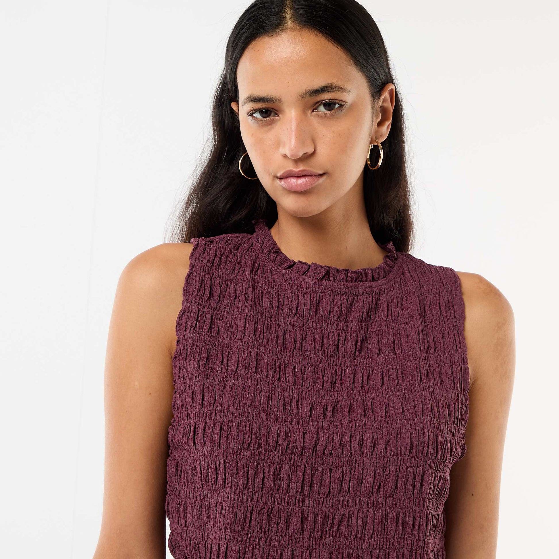 Top smocké sans manches VIOLET
