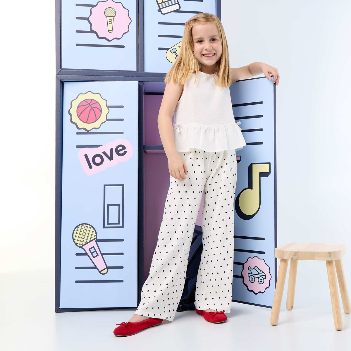 Pantalon large en maille crêpée BLANC