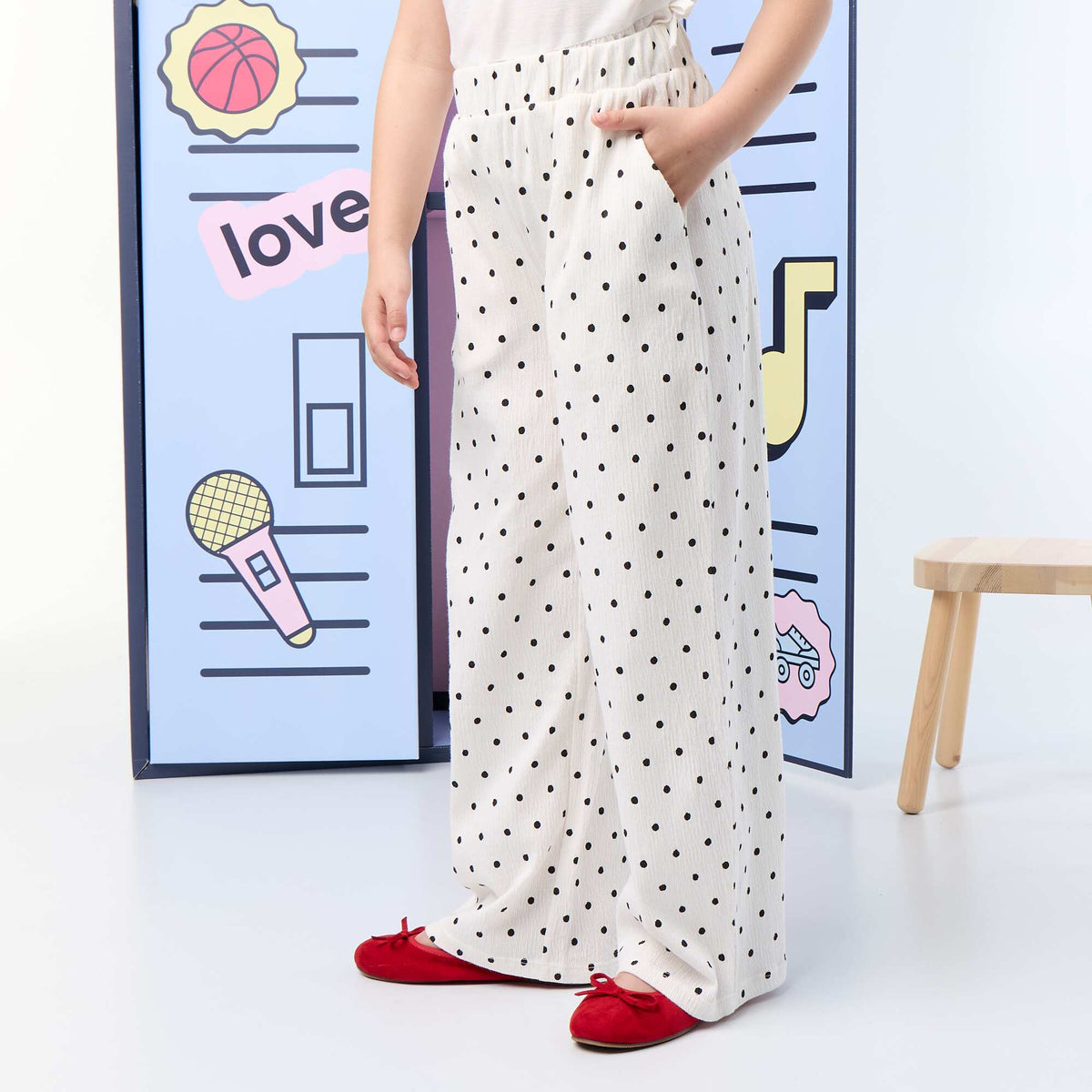 Pantalon large en maille crêpée BLANC