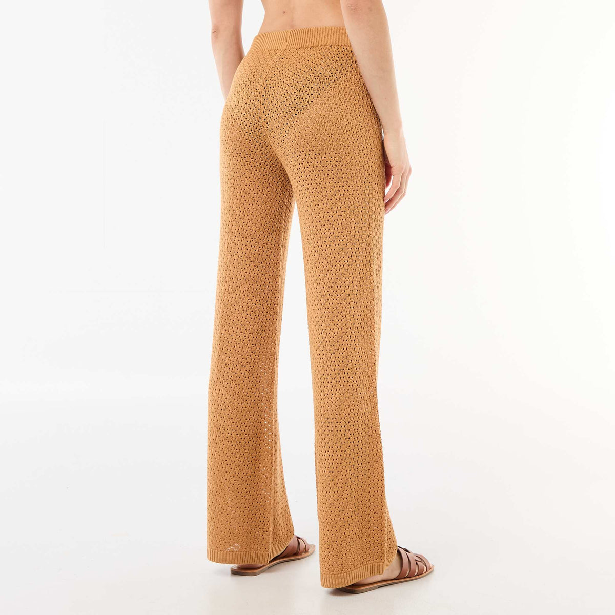 Pantalon de plage en maille crochet MARRON