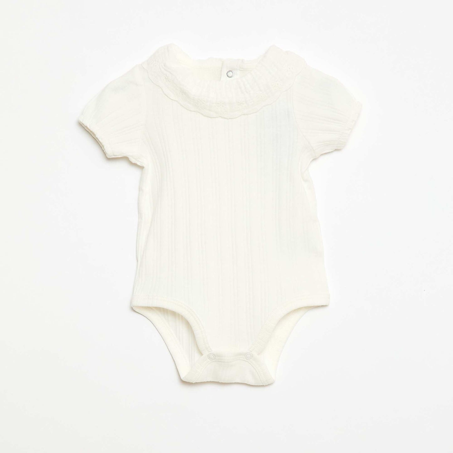 Body manches longues en maille côtelée col fantaisie BLANC