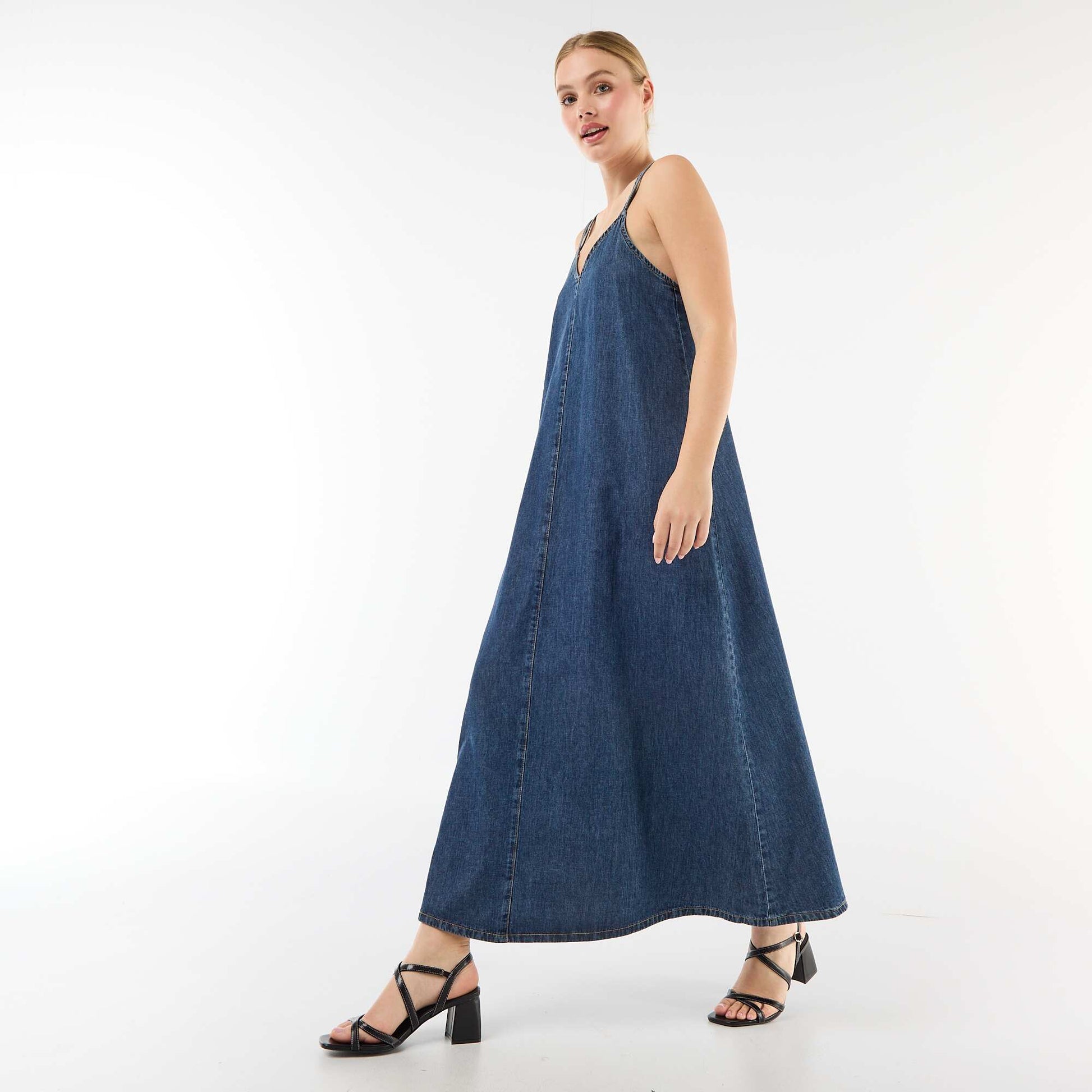 Robe denim coupe longue BLEU