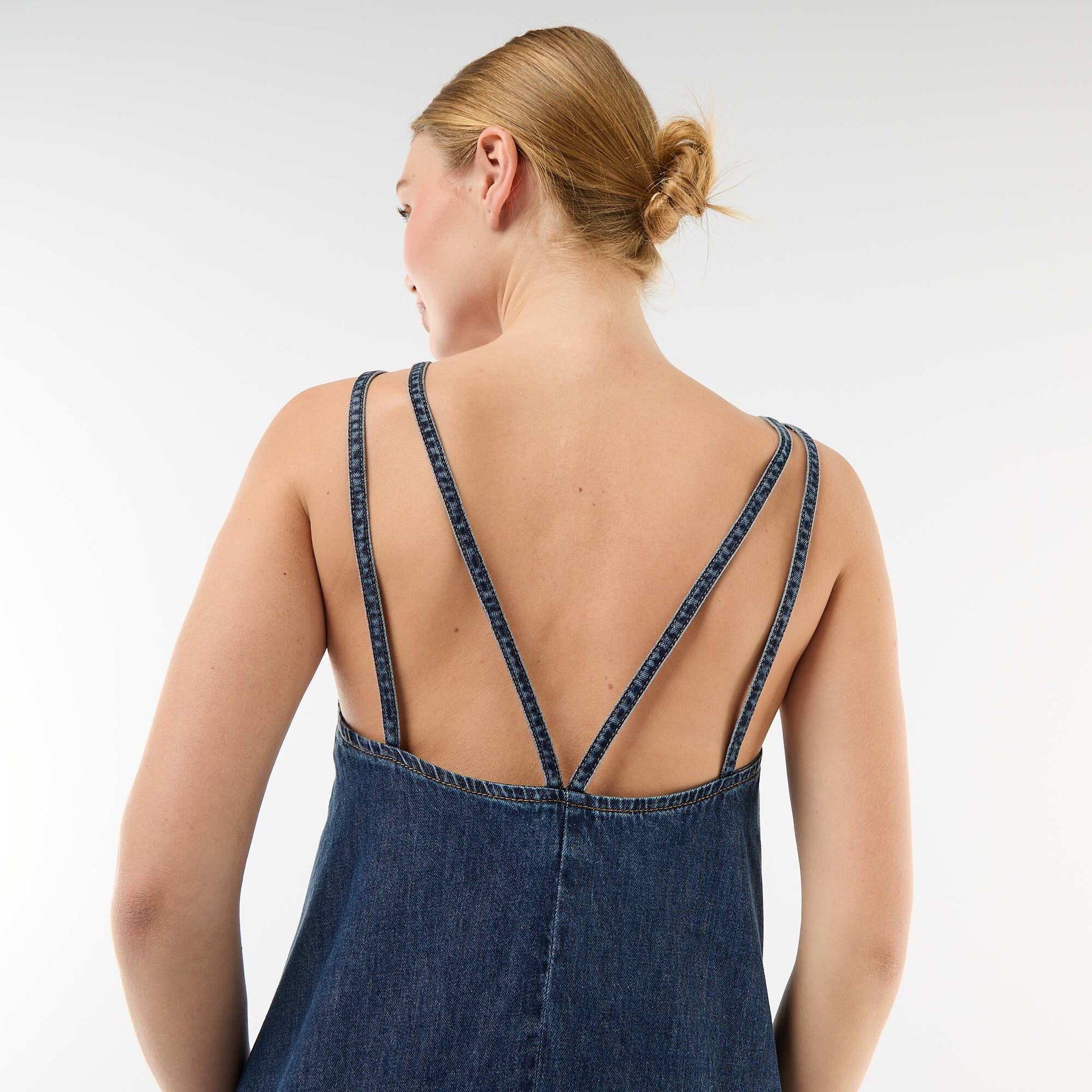 Robe denim coupe longue BLEU