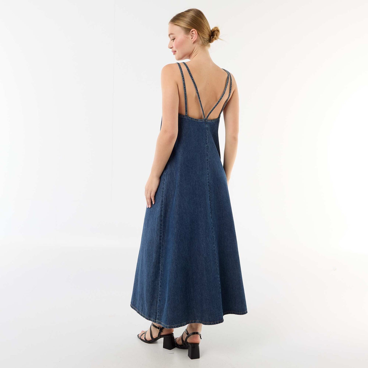 Robe denim coupe longue BLEU