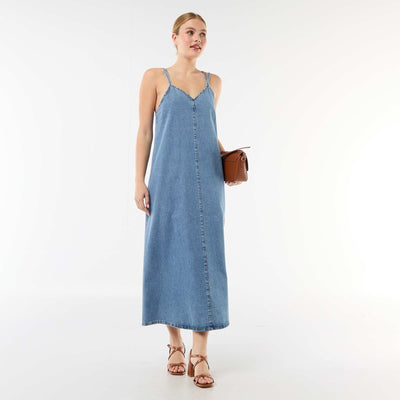 Robe denim coupe longue BLEU