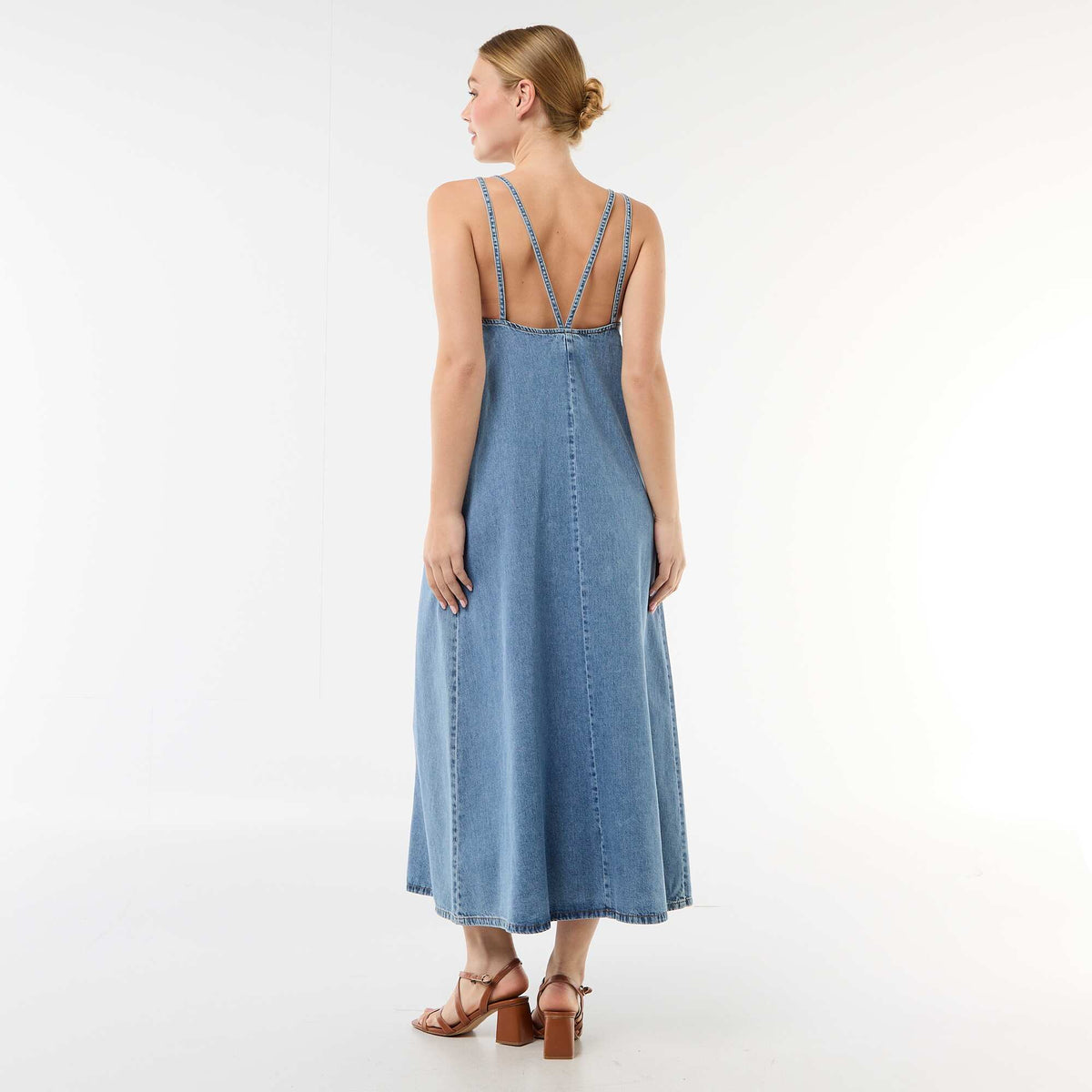 Robe denim coupe longue BLEU