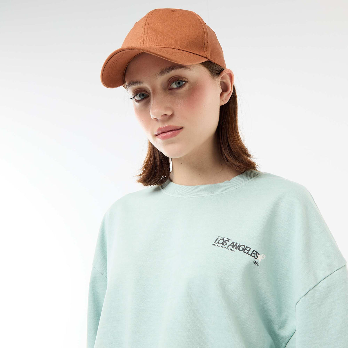 Tee-shirt oversize avec inscription BLEU