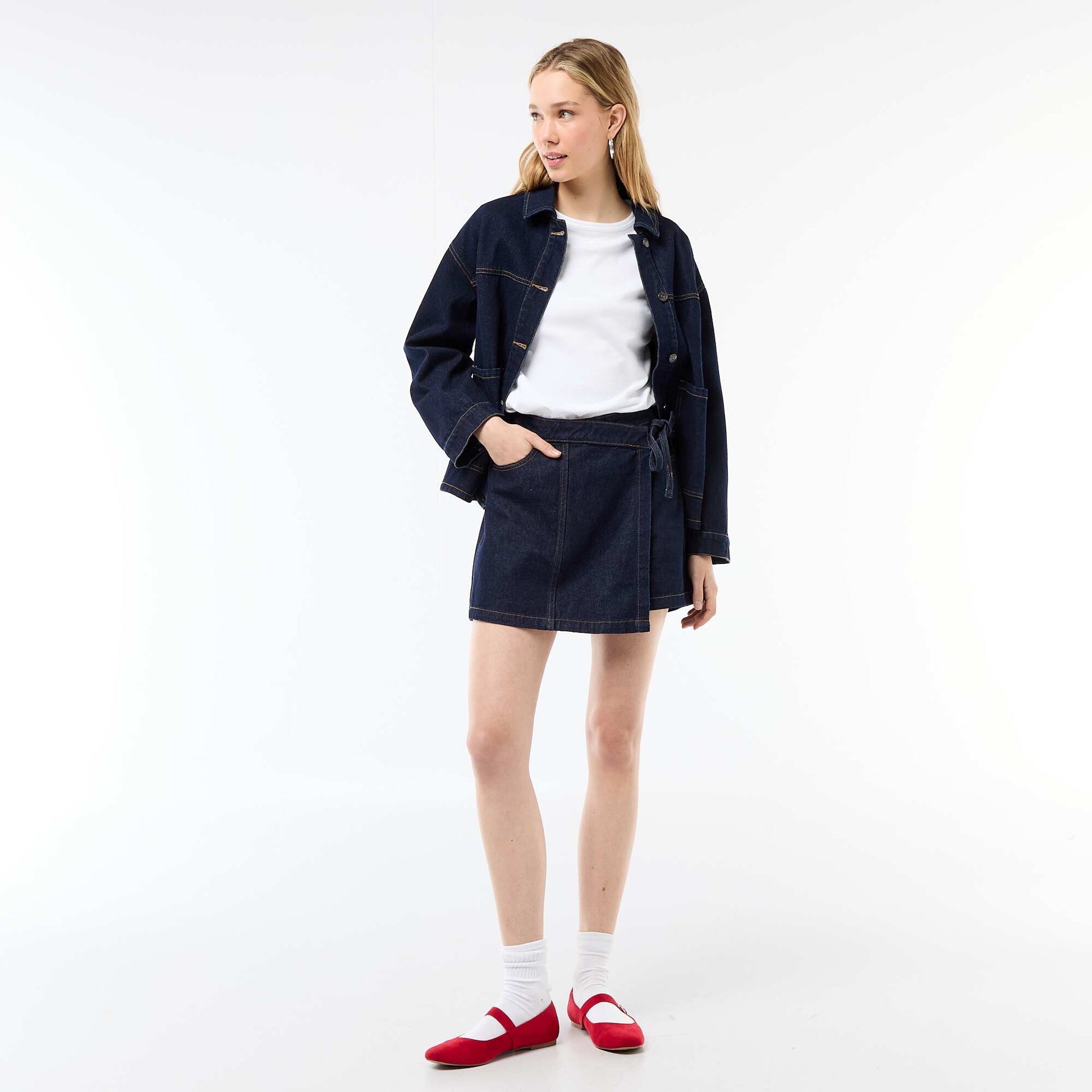 Jupe short en jean BLEU