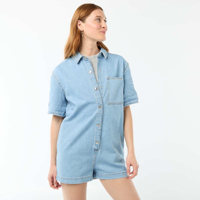 Combinaison en jean courte BLEU