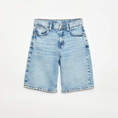 Bermuda baggy denim en coton BLEU