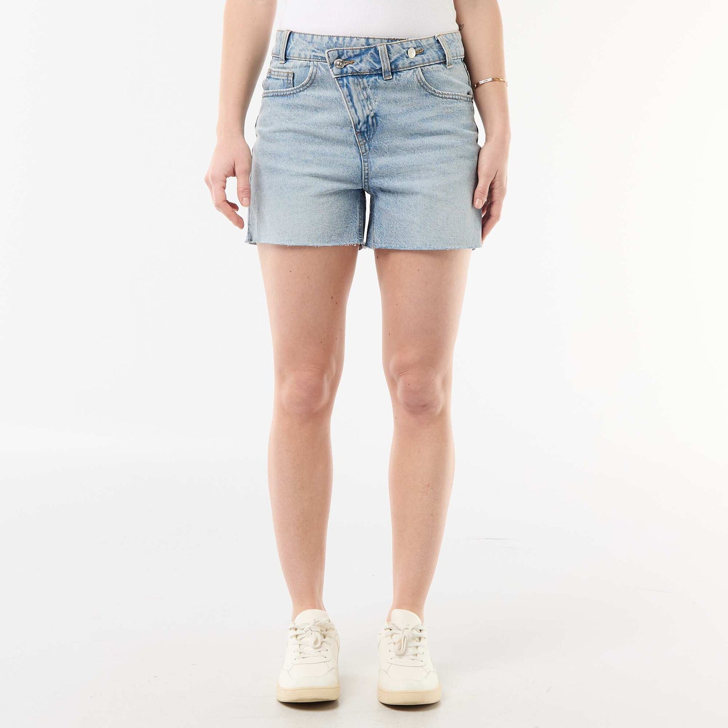 Short en jean taille haute BLEU