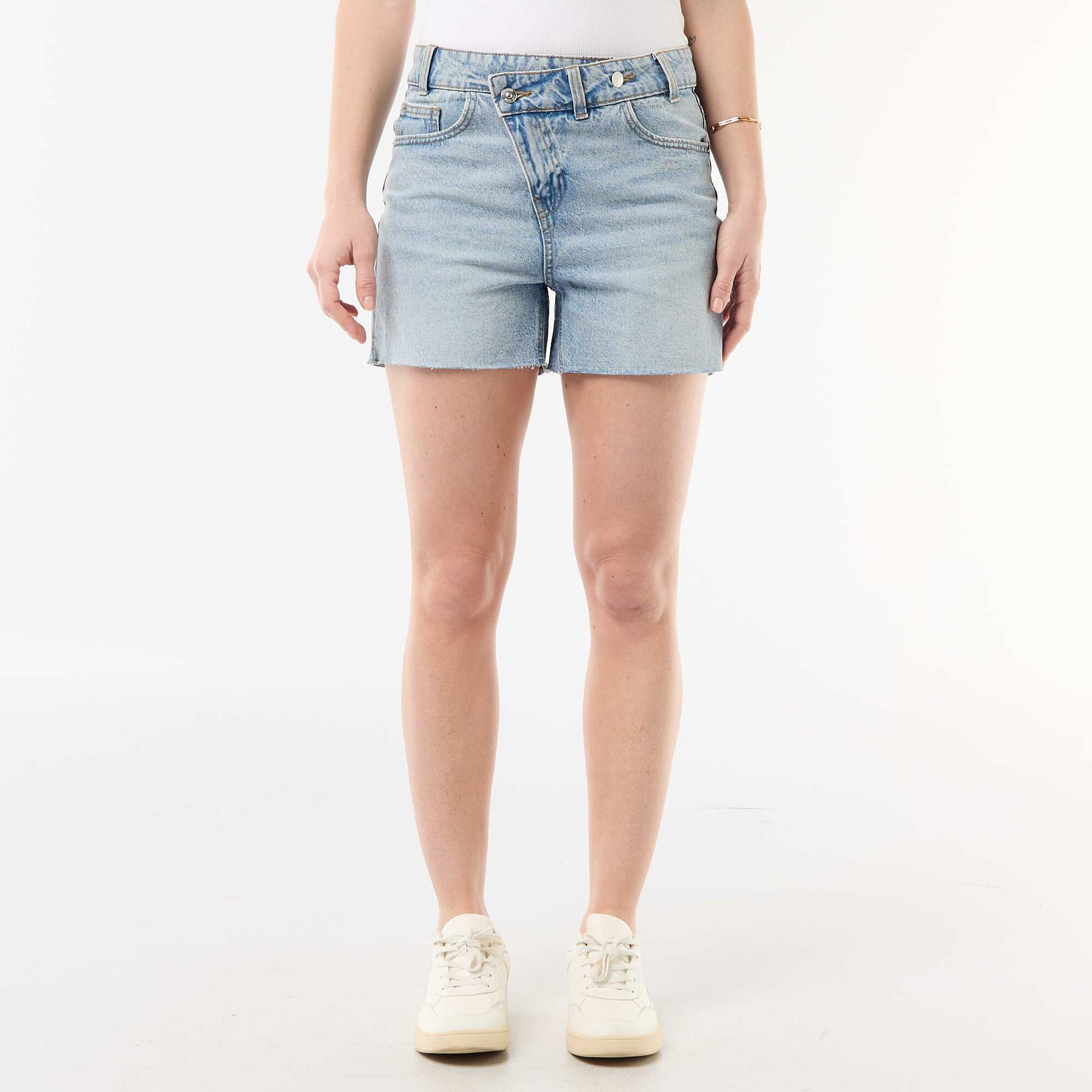 Short en jean taille haute BLEU