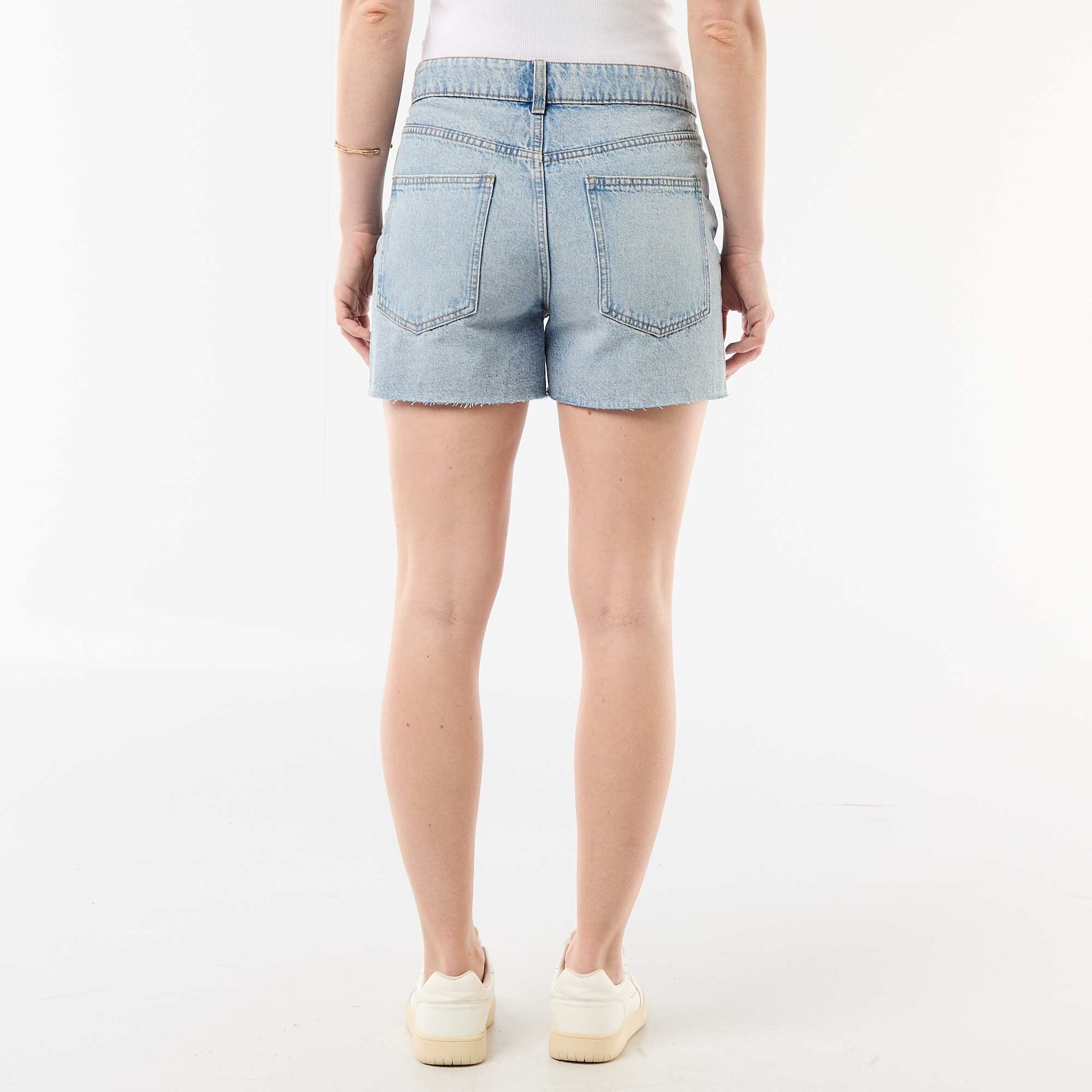Short en jean taille haute BLEU