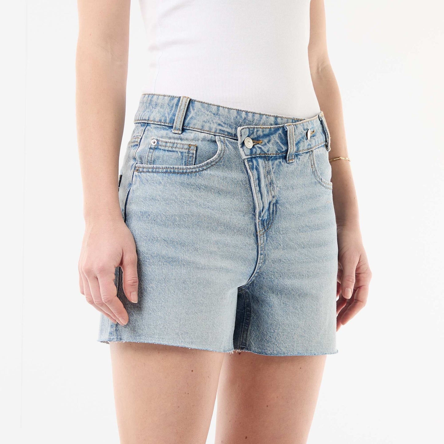 Short en jean taille haute BLEU