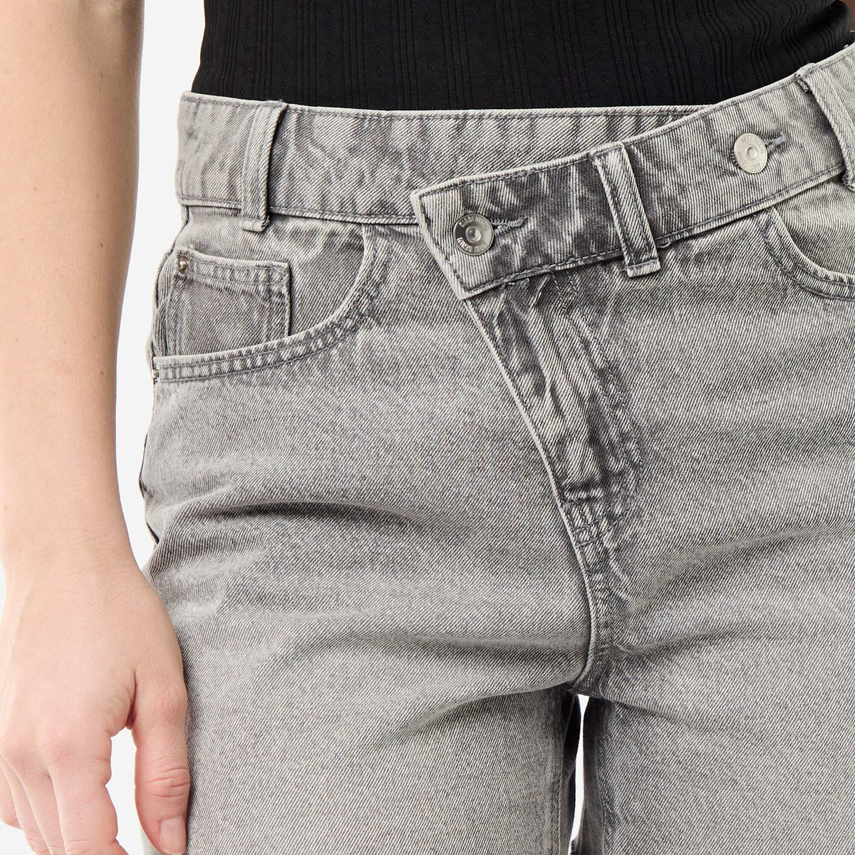 Short en jean taille haute GRIS