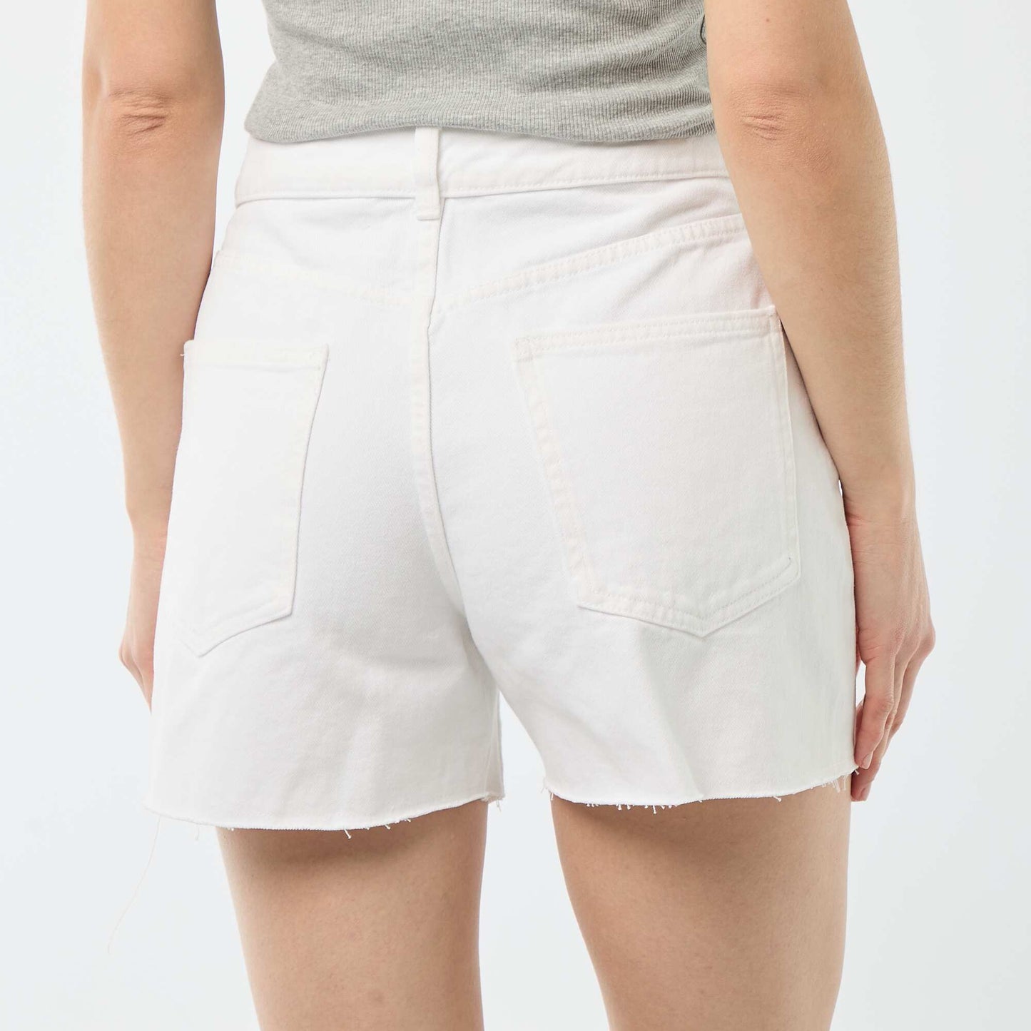 Short en jean taille haute BLANC