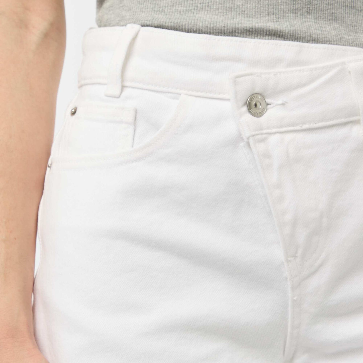 Short en jean taille haute BLANC