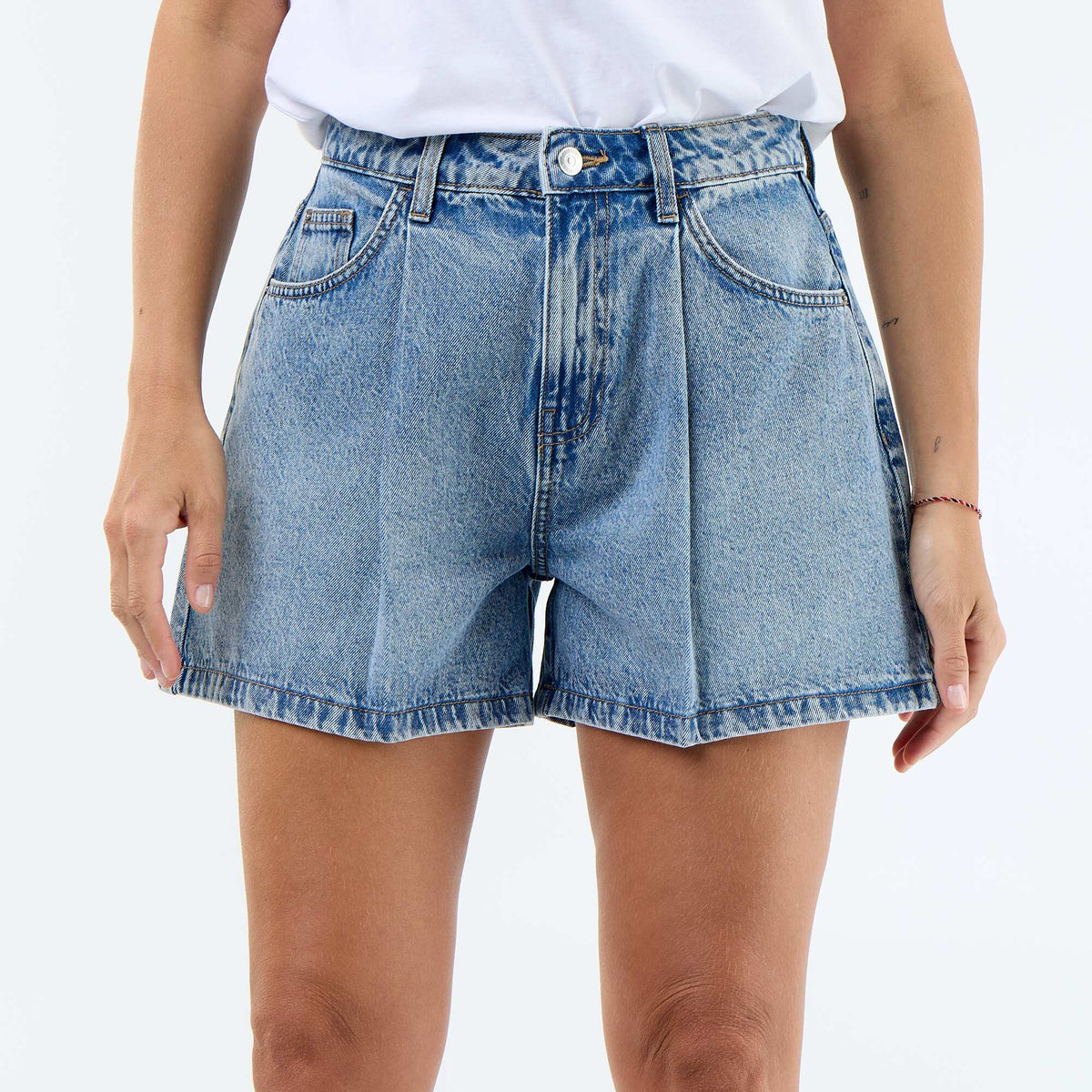 Bermuda en jean taille haute BLEU