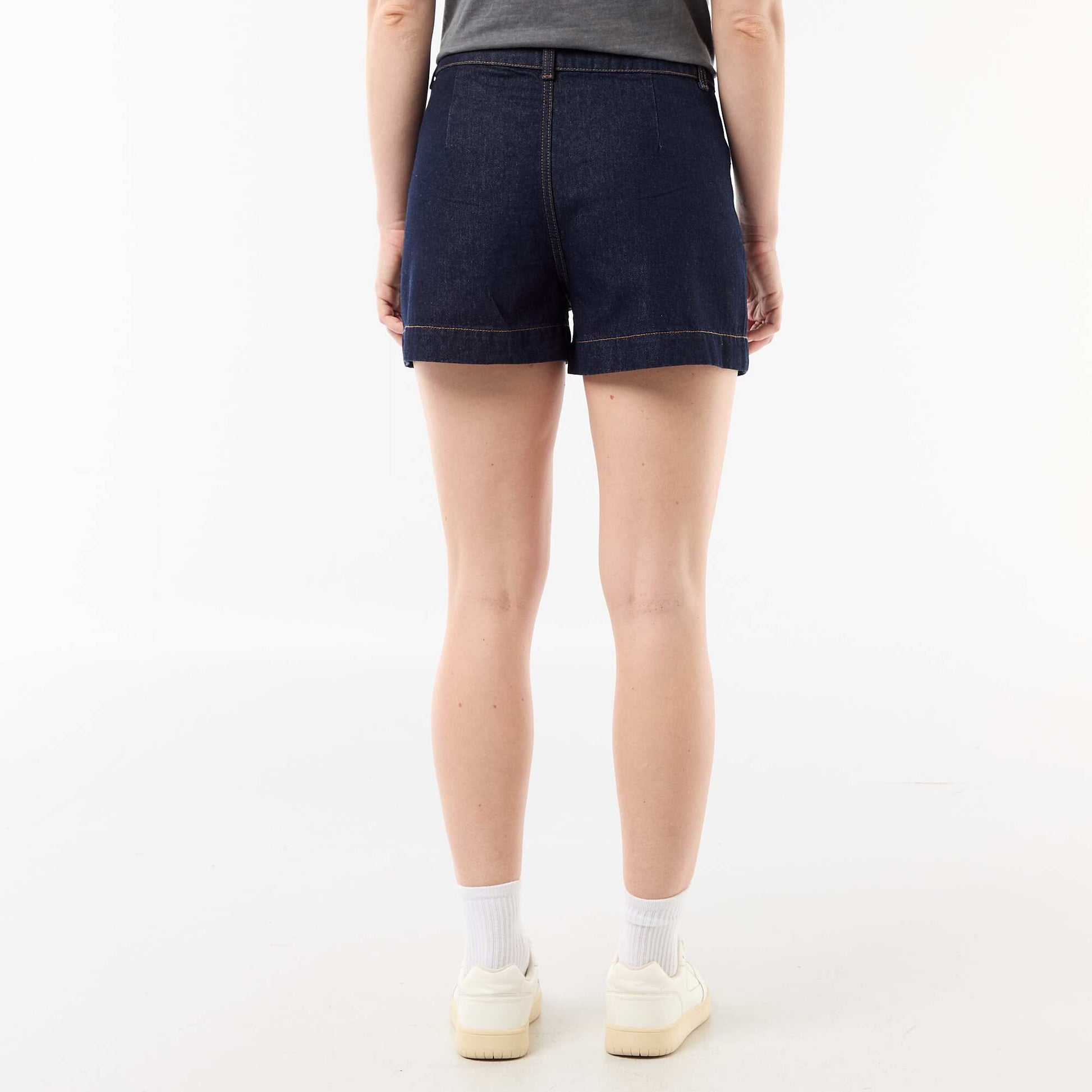Short en denim avec poches tressées BLEU