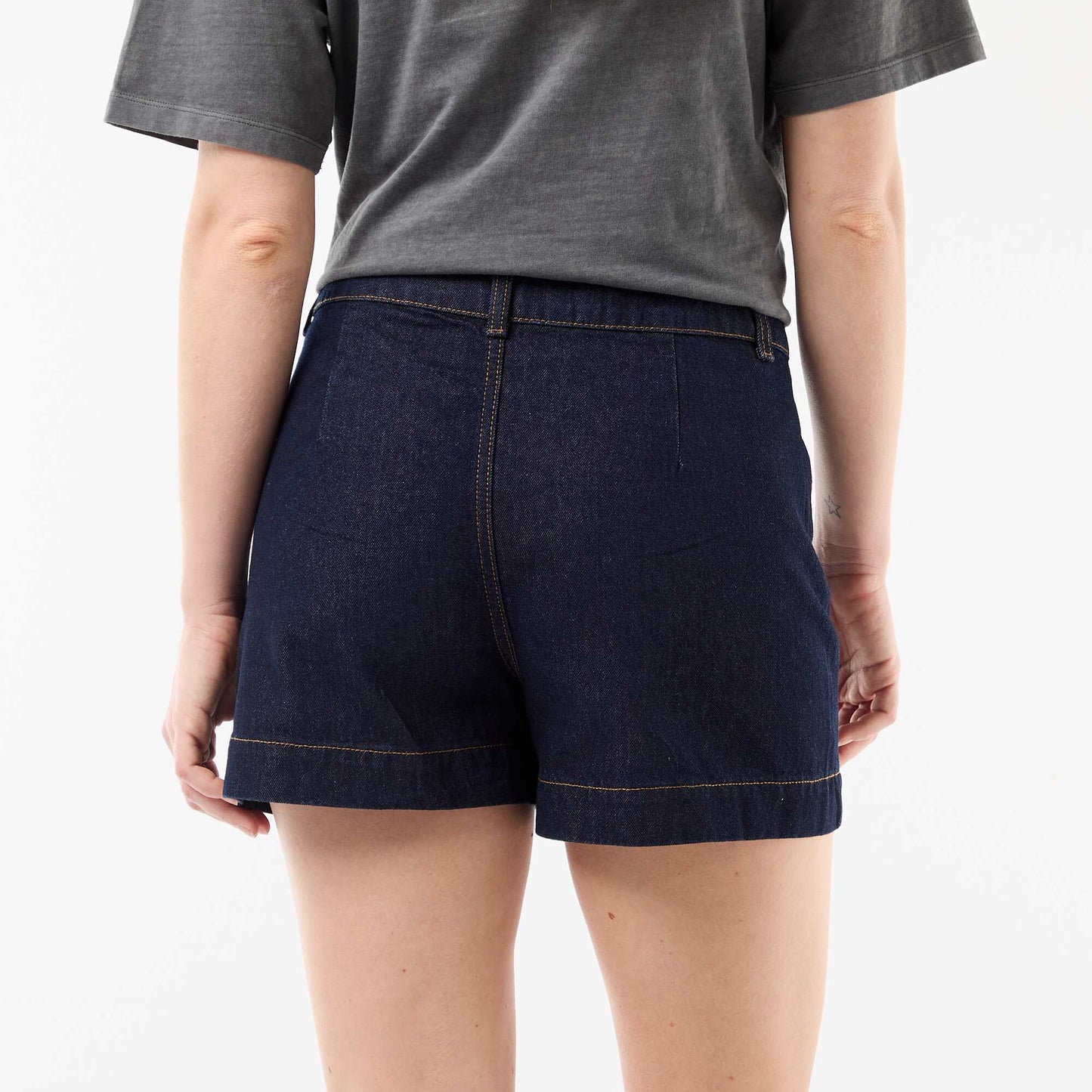 Short en denim avec poches tressées BLEU