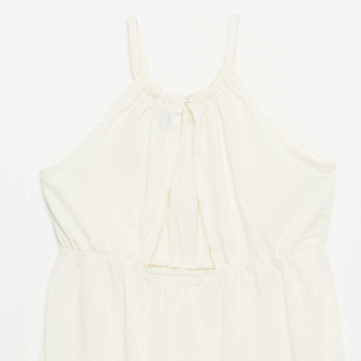 Robe unie à bretelles et volants BEIGE