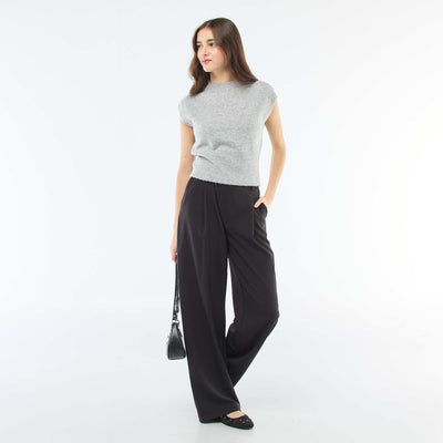 Pantalon large ouverture asymétrique NOIR